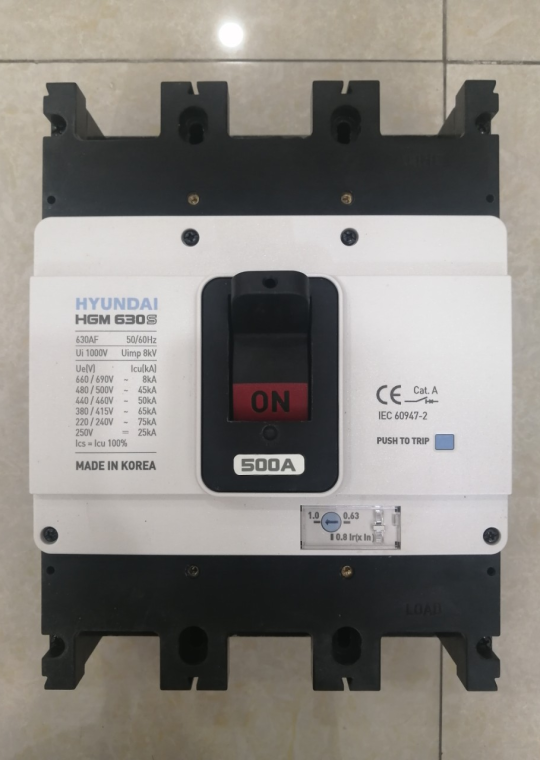 MCCB HYUNDAI 3P 500A 65kA ( HGM630S-F )