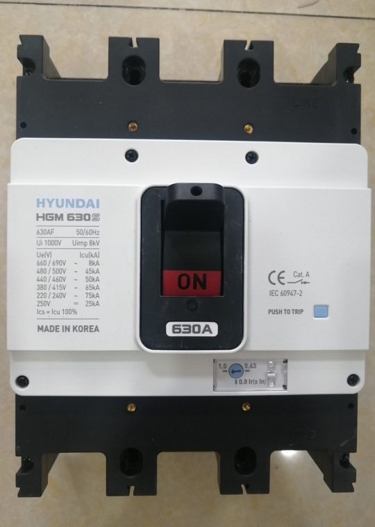 MCCB HYUNDAI 3P 630A 65kA ( HGM630S-F )