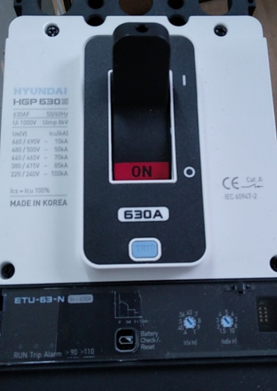 MCCB HYUNDAI 3P 160A 85kA ( HGP160S-G3PENS ) CHỈNH DÒNG ĐIỆN TỬ 0.4~1.0*In