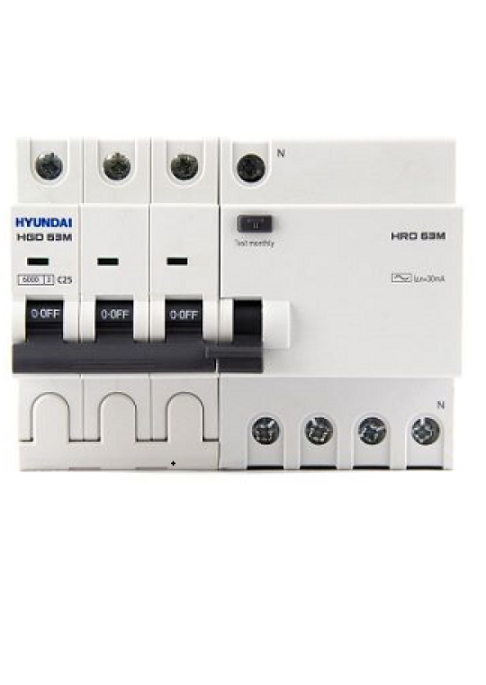 RCBO HYUNDAI 3P+N 6A 30mA 6kA ( HRO63M )
