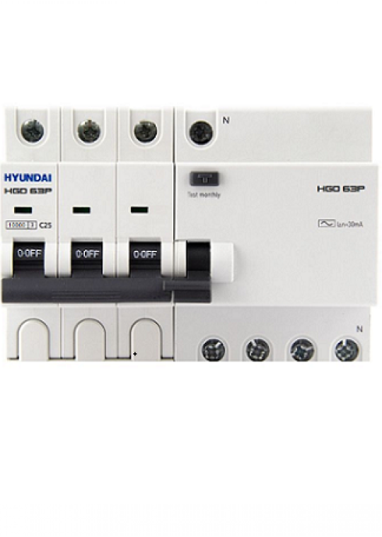 RCBO HYUNDAI 3P+N 6A 30mA 10kA ( HRO63P )