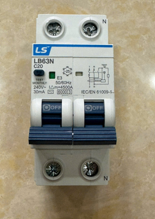 RCBO LS 1P+N 20A 6KA 30mA  ( LB63N )