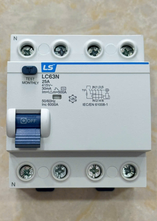 RCCB LS 3P+N 25A 30/100/300mA 6kA ( LC63N 3P+N )