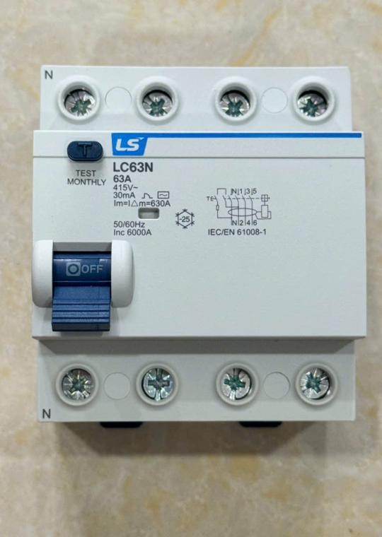 RCCB LS 3P+N 63A 30/100/300mA 6kA ( LC63N 3P+N )