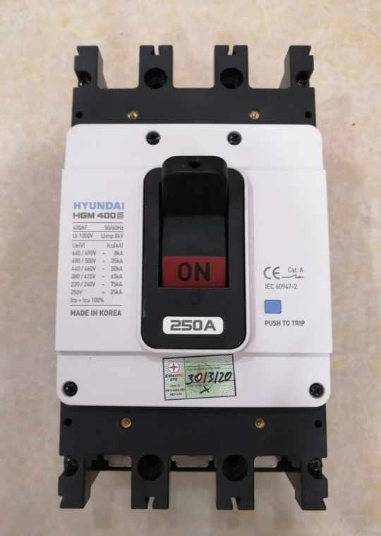 MCCB HYUNDAI 3P 250A 65kA ( HGM400S-F )