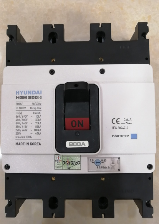 MCCB HYUNDAI 3P 800A 85kA ( HGM800H-F )
