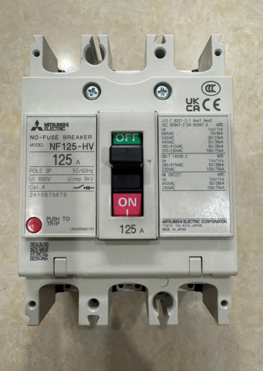 MCCB MITSUBISHI 3P 125A 50kA ( NF125-HV )