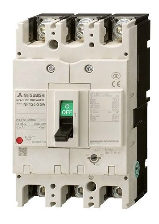 MCCB MITSUBISHI 2P 20A 90kA chỉnh dòng 0.8-1.0*In ( NF125-LGV )