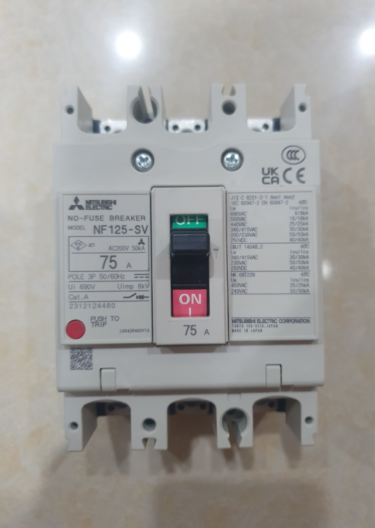 MCCB MITSUBISHI 3P 75A 30kA ( NF125-SV )