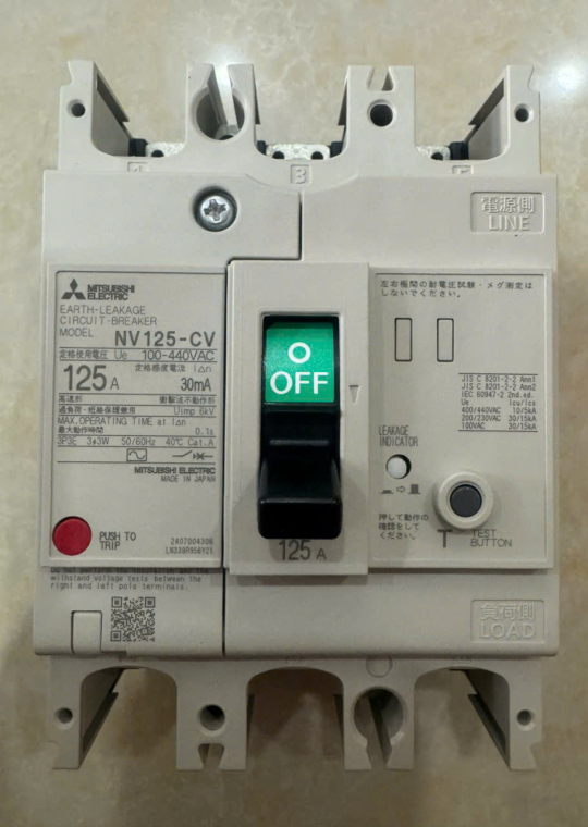 ELCB MITSUBISHI 3P 125A 10kA 30mA hoặc 1.2.500mA ( NV125-CV )