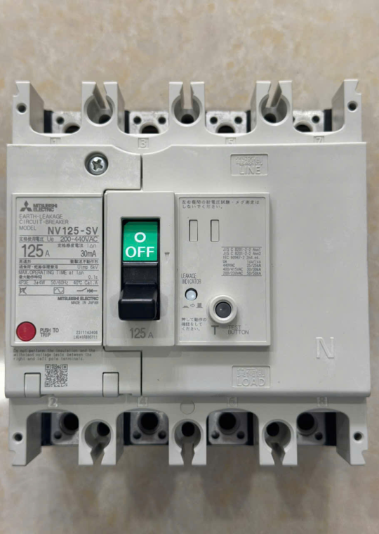 ELCB MITSUBISHI 4P 125A 30kA 30mA hoặc 1.2.500mA ( NV125-SV )