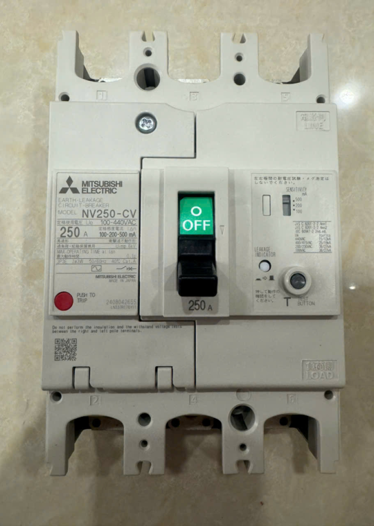 ELCB MITSUBISHI 3P 250A 25kA 30mA hoặc 1.2.500mA ( NV250-CV )