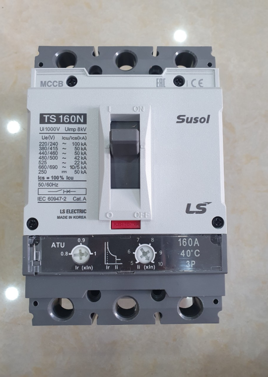 MCCB LS 3P 160A 50kA chỉnh dòng nhiệt 0.8->1.0 x In và dòng ngắn mạch 5->1.0 x In ( TS160N ATU160 )