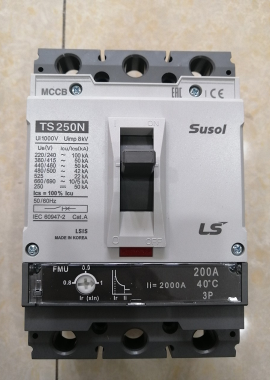MCCB LS 3P 200A 50kA chỉnh dòng 0.8-0.9-1.0 x In ( TS250N FMU250 )