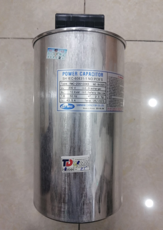 Tụ bù khô SAMWHA 1P 10KVAr 230V ( RMC-235100KS )