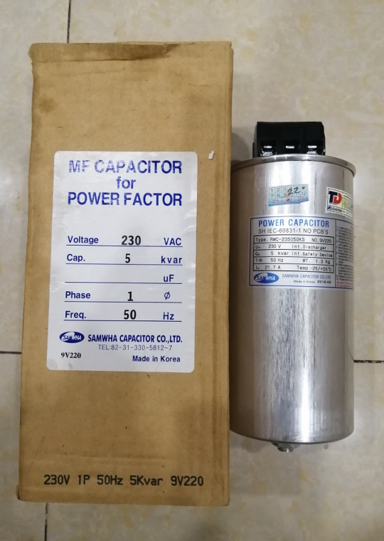 Tụ bù khô SAMWHA 1P 5KVAr 230V ( RMC-235050KS )