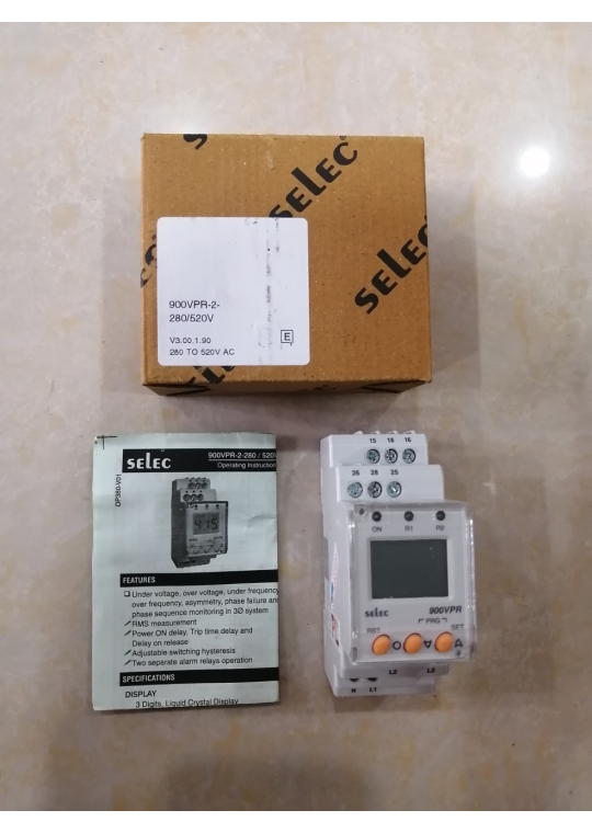 Rơ le bảo vệ điện áp pha và tần số SELEC 900VPR-2-280/600V-CE