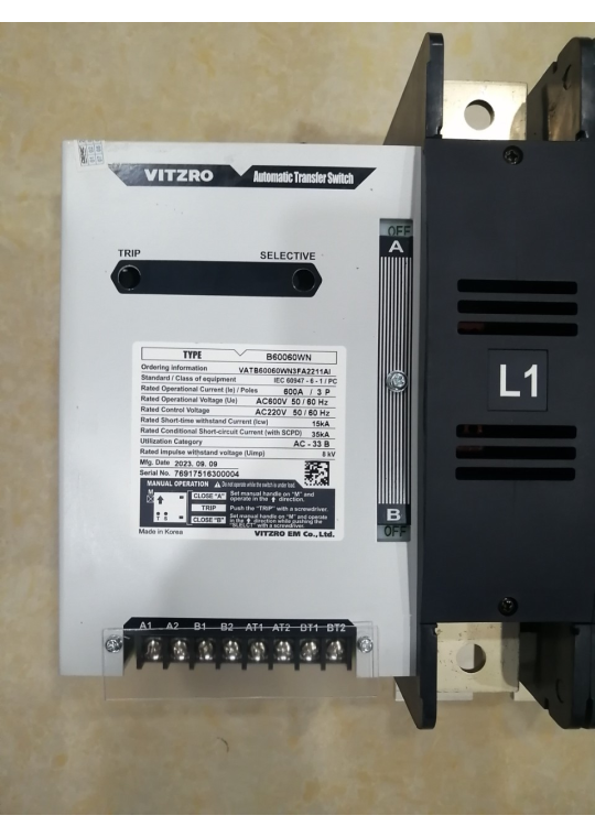  Bộ chuyển nguồn ATS VITZRO VAT-66WN 3P 600A ( B60060WN )