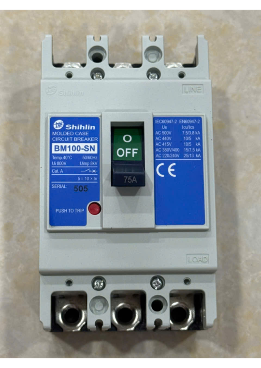 MCCB SHIHLIN 3P 75A 15kA ( BM100-SN )