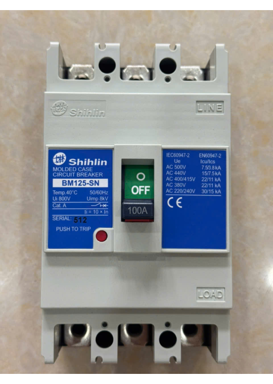 MCCB SHIHLIN 3P 100A 22kA ( BM125-SN )