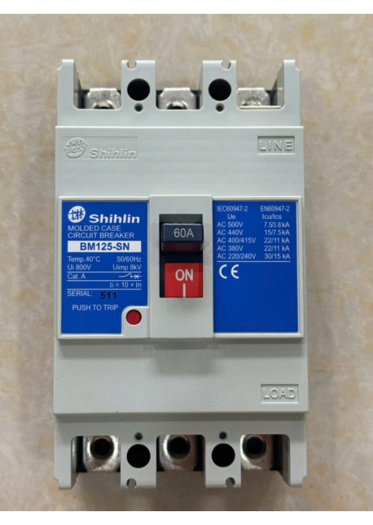 MCCB SHIHLIN 3P 60A 22kA ( BM125-SN )