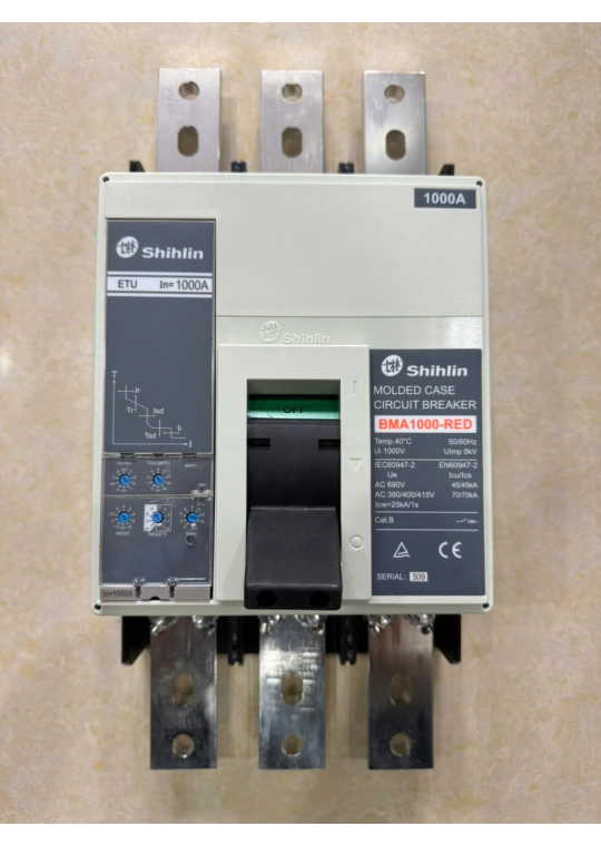 MCCB SHIHLIN 3P 1000A 70kA chỉnh dòng điện tử 0.4~1.0*In ( BMA1000-RED )