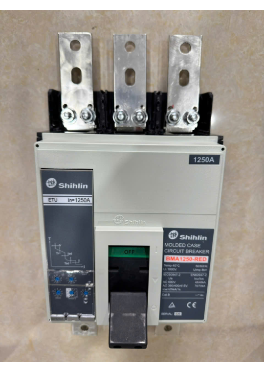 MCCB SHIHLIN 3P 1250A 70kA chỉnh dòng điện tử 0.4~1.0*In ( BMA1250-RED )