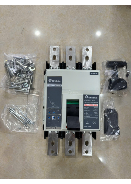 MCCB SHIHLIN 3P 1250A 70kA chỉnh dòng điện tử 0.4~1.0*In ( BMA1250-RED )