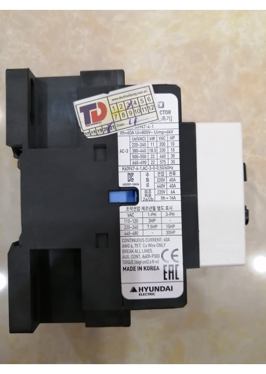 CONTACTOR HYUNDAI 3P 40A ( HGC40 )