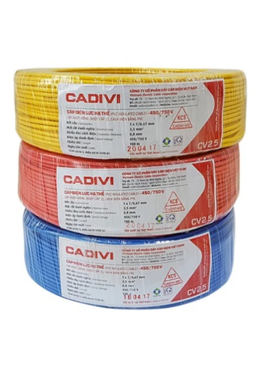 Dây điện CADIVI vỏ PVC không chì 75ºC CV/LF 1.25mm2 - 600V