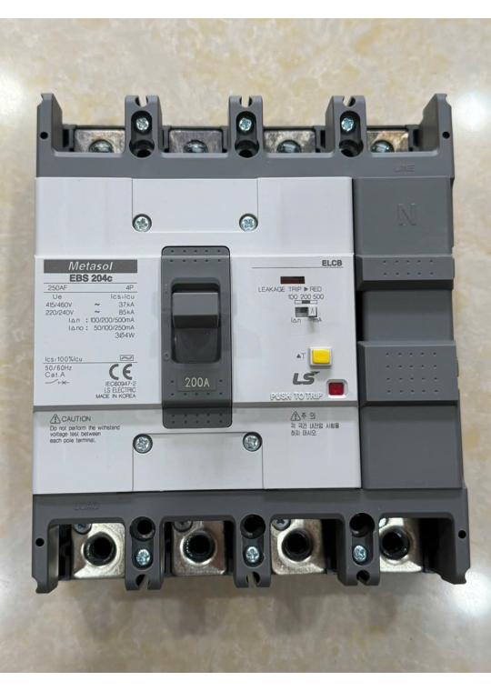 ELCB LS 4P 200A 37kA 30mA hoặc 1.2.500mA ( EBS204c )