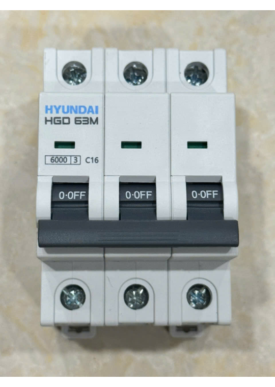 MCB HYUNDAI 3P 16A 6kA ( HGD63M )