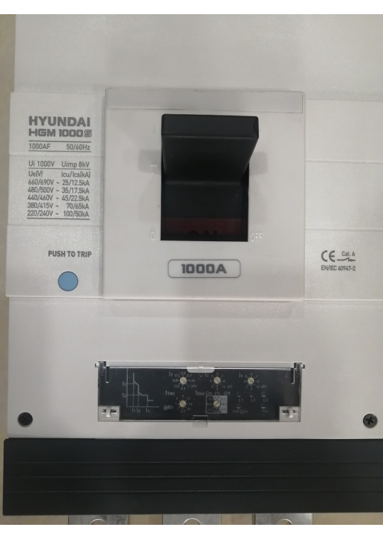 MCCB HYUNDAI 3P 1000A 70kA chỉnh dòng điện tử 0.4~1.0*In ( HGM1000S )