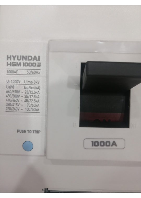 MCCB HYUNDAI 3P 1000A 70kA chỉnh dòng điện tử 0.4~1.0*In ( HGM1000S )