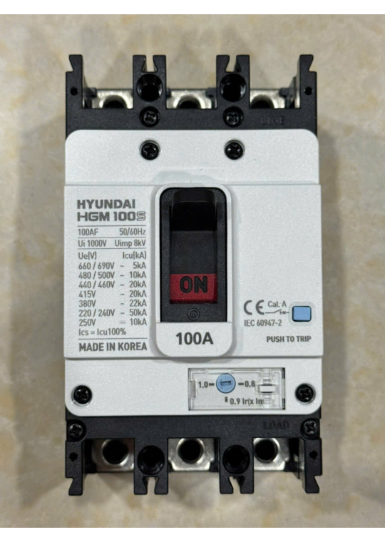 MCCB HYUNDAI 3P 100A 20kA ( HGM100S-F )