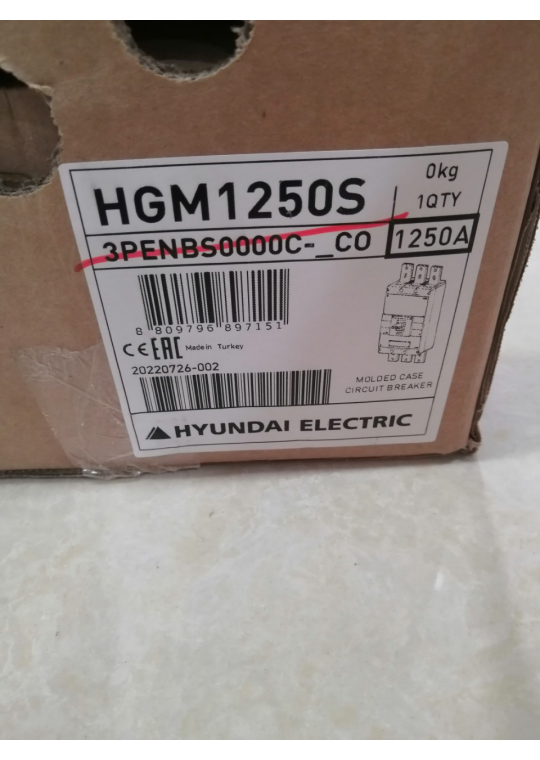 MCCB HYUNDAI 3P 1250A 70kA chỉnh dòng điện tử 0.4~1.0*In ( HGM1250S )