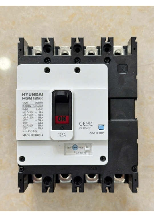 MCCB HYUNDAI HGM125H 4P 100A 38kA