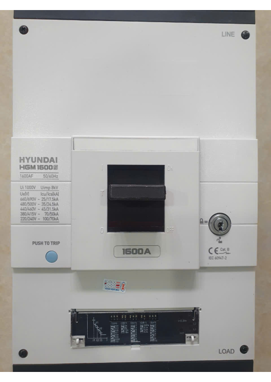 MCCB HYUNDAI 3P 1600A 70kA chỉnh dòng điện tử 0.4~1.0*In ( HGM1600S )