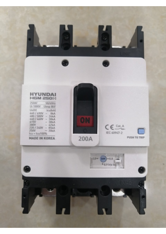 MCCB HYUNDAI 2P 200A 85kA ( HGM250H-F )