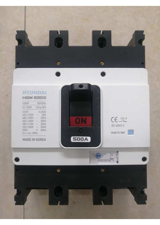 MCCB HYUNDAI 3P 500A 45kA ( HGM630E-F )