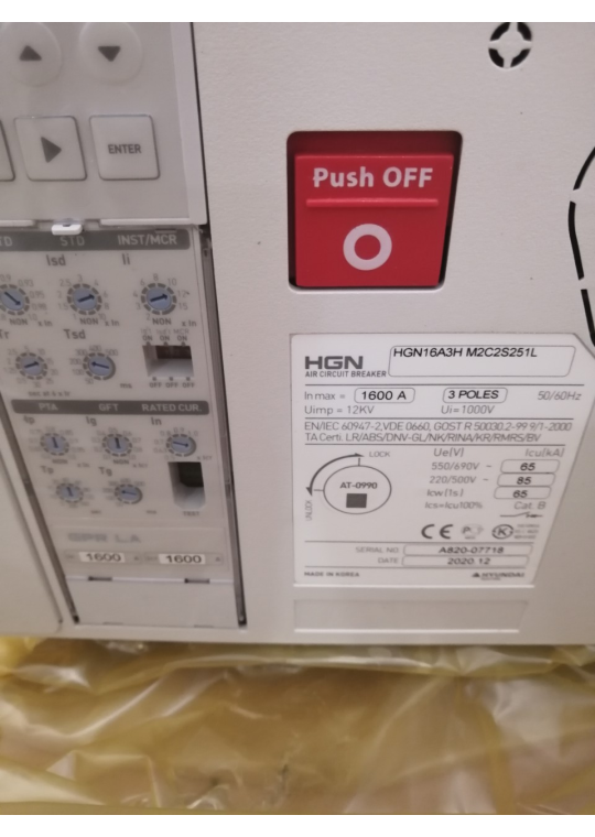 ACB HYUNDAI 3P 1600A 85kA loại cố định ( HGN16A3HM0C0S051L )