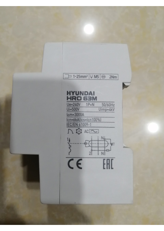 RCBO HYUNDAI 1P+N 6A 30mA 6kA ( HRO63M )