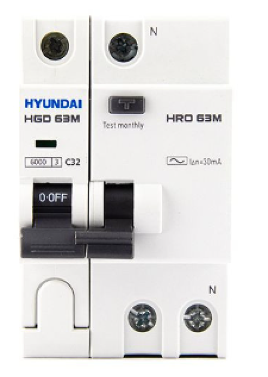 RCBO HYUNDAI 1P+N 10A 30mA 6kA ( HRO63M )