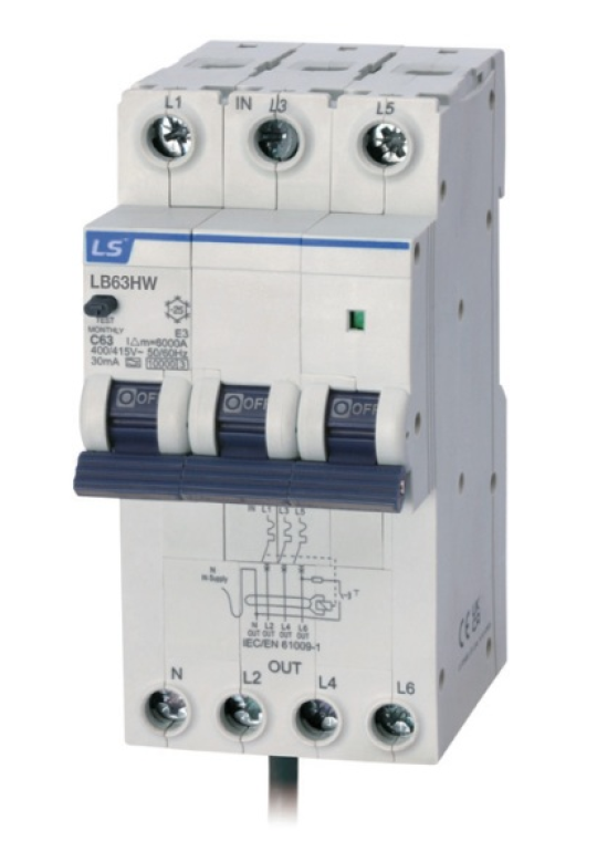 RCBO LS LB63HW 3P+N 16A 10kA 30mA
