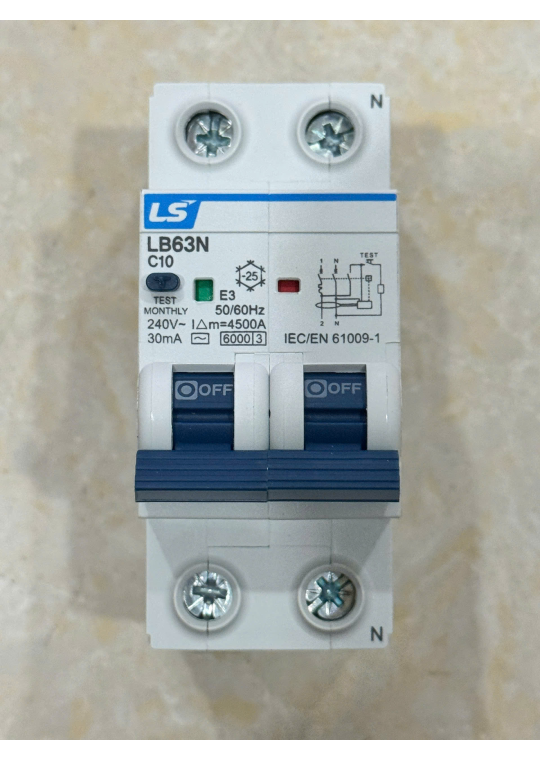 RCBO LS 2P 10A 6KA 30mA ( LB63N )
