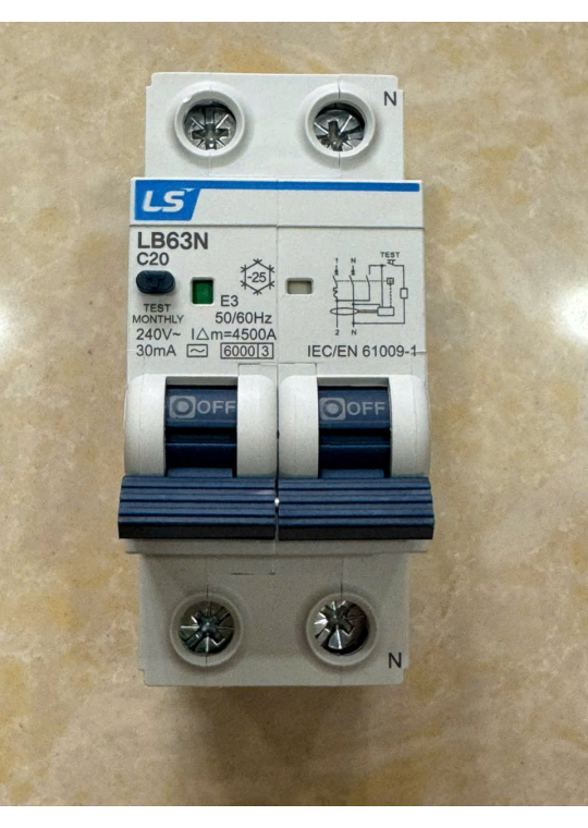 RCBO LS 2P 20A 6KA 30mA ( LB63N )
