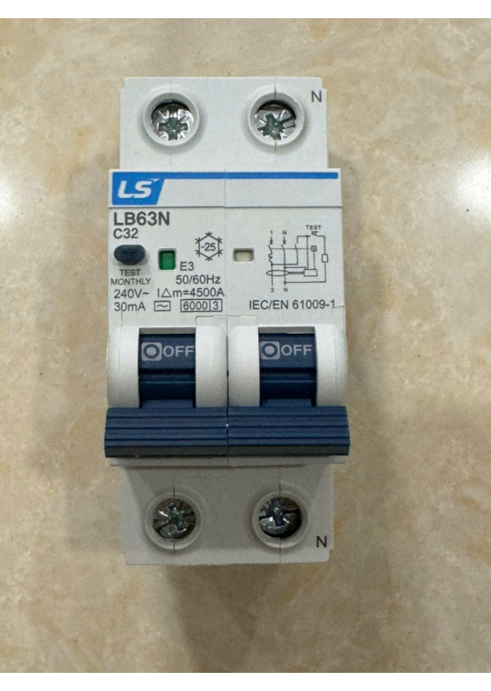 RCBO LS 2P 32A 6KA 30mA ( LB63N )