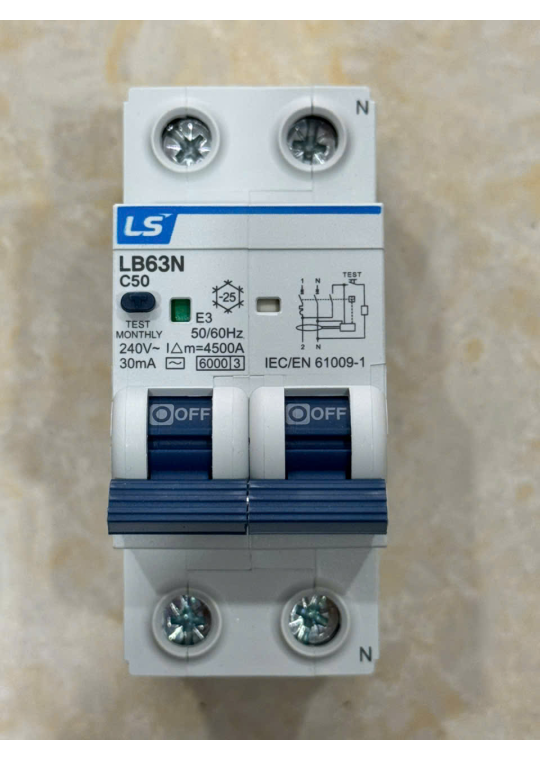 RCBO LS 2P 50A 6KA 30mA ( LB63N )