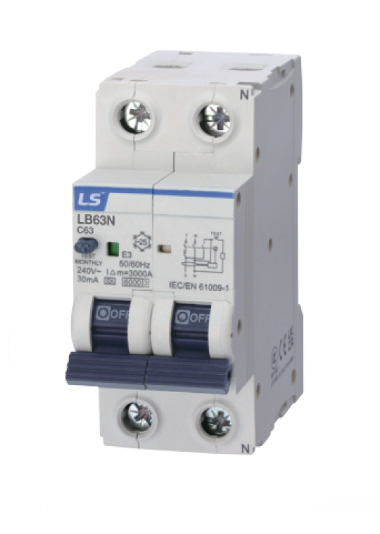 RCBO LS 2P 50A 6KA 30mA ( LB63N )