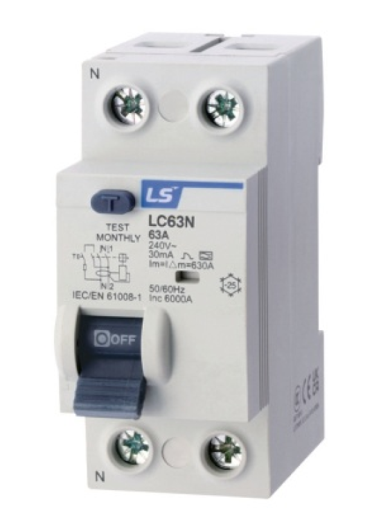 RCCB LS 2P 50A 30/100/300mA 6kA ( LC63N 1P+N )